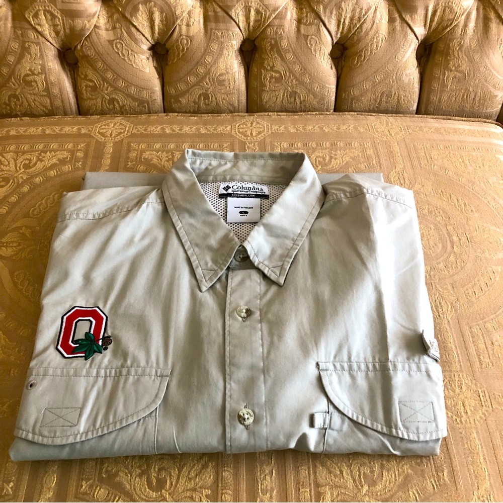 Columbia PFG short sleeve Fishing shirt button down Ohio State Buckeyes